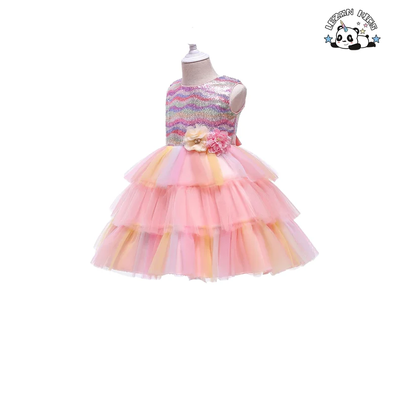 LEZONKIDS - Manufacture Direct Colorful fluffy gauze cake dress children's princess party dress for girls
